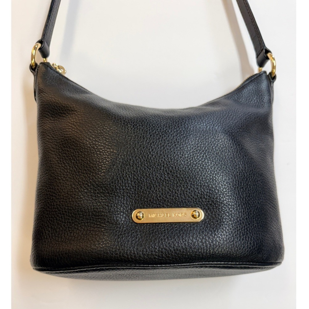 Michael Kors Black Pebbled Leather Crossbody Bag Gold Hardware Y2K 38S8YL6M2L